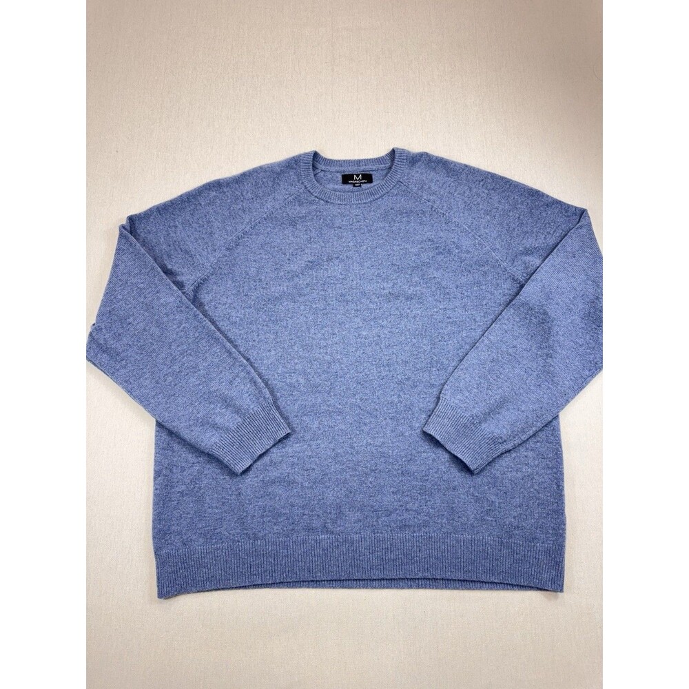 Magaschoni 100% Lambswool Blue Crewneck Sweater XXXL Men’s Raglan Knit Soft